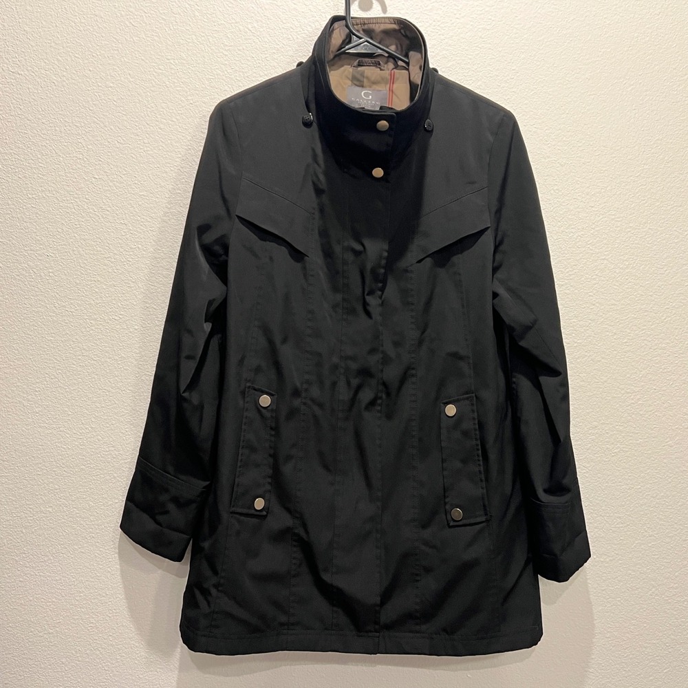 Gallery New York Womens SP Black Water Resistant Zip Front‎ Rain Jacket Lined